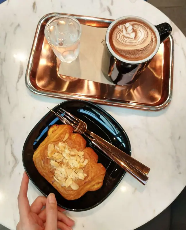 Hot Cocoa and Almond Croissant