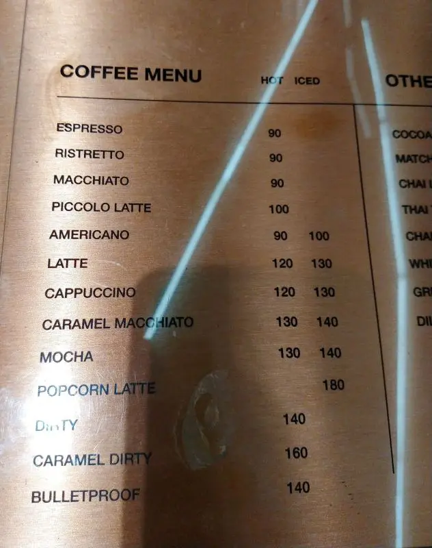 coffee menu