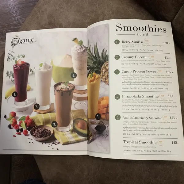 smoothies menu