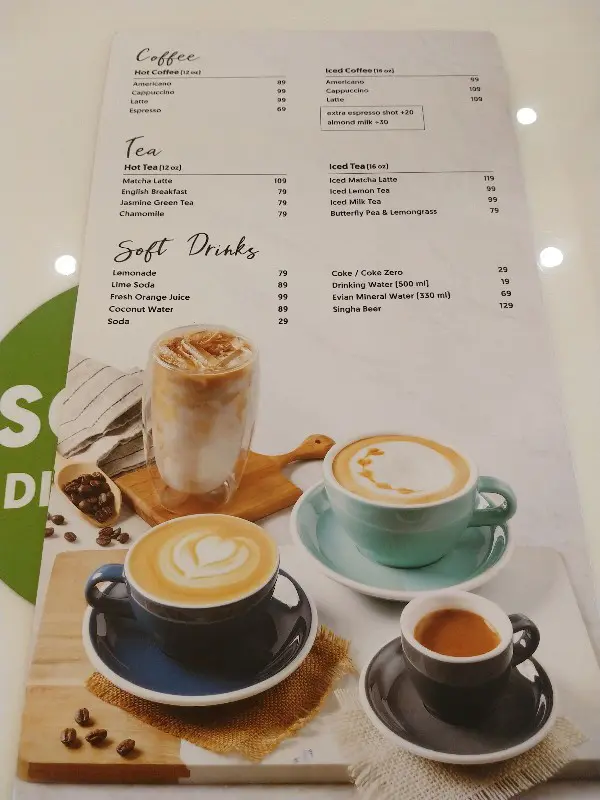 tea and coffee menu