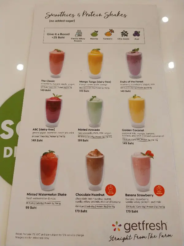 Smoothie Menu