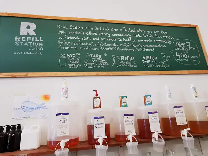 โซน Refill station ที่ทางร้านจัดเตรียมไว้ให้ลูกค้ามาเติมน้ำยา