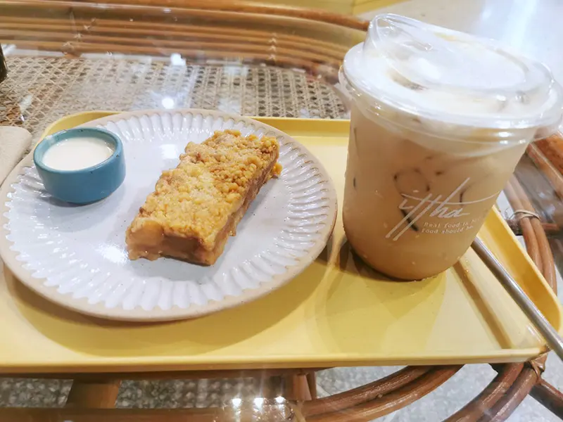 food and drink on the tray